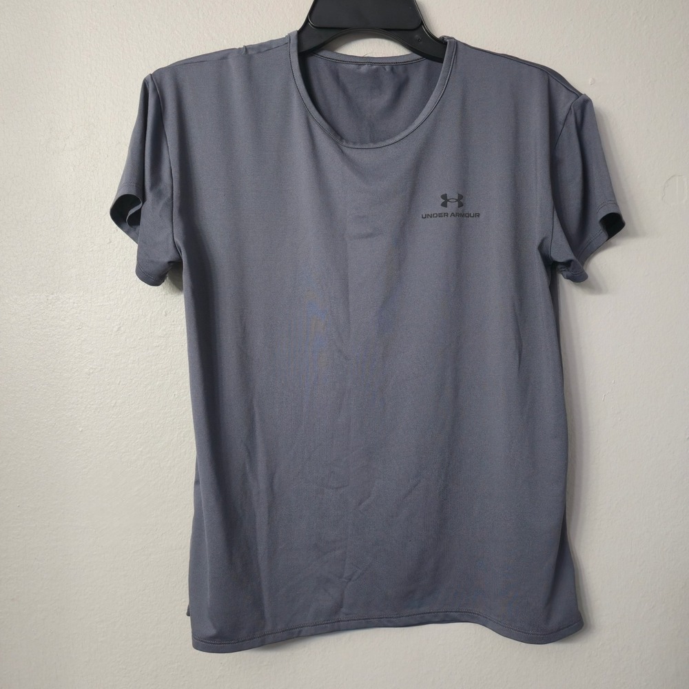 Under Armour RUSH Short Sleeve Performance Tee Gray XS Small Logo Crew Neck